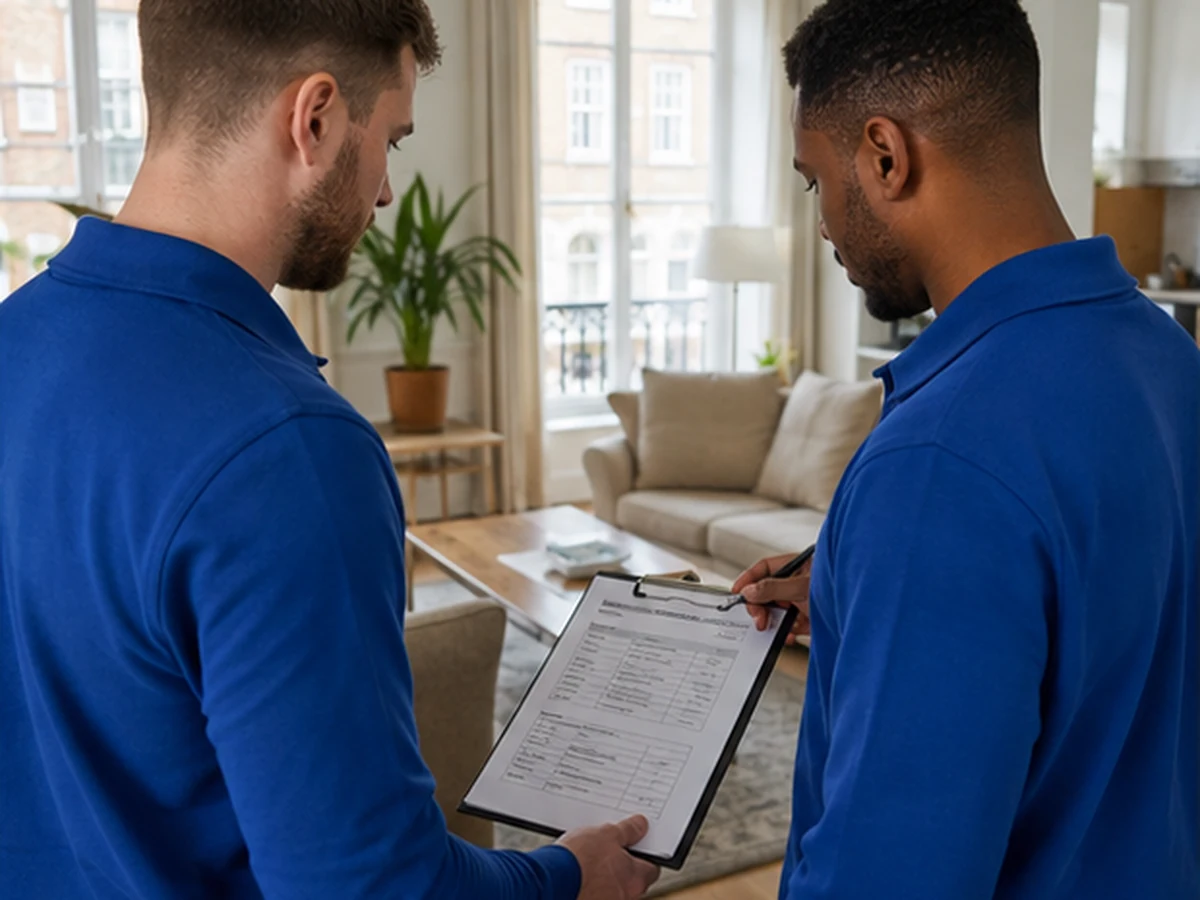 Keyline Move London crew checking an inventory before a home removal